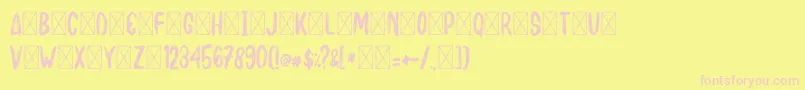 BAKUSHO-fontti – vaaleanpunaiset fontit keltaisella taustalla