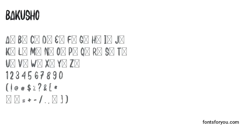 Czcionka BAKUSHO (120531) – alfabet, cyfry, specjalne znaki