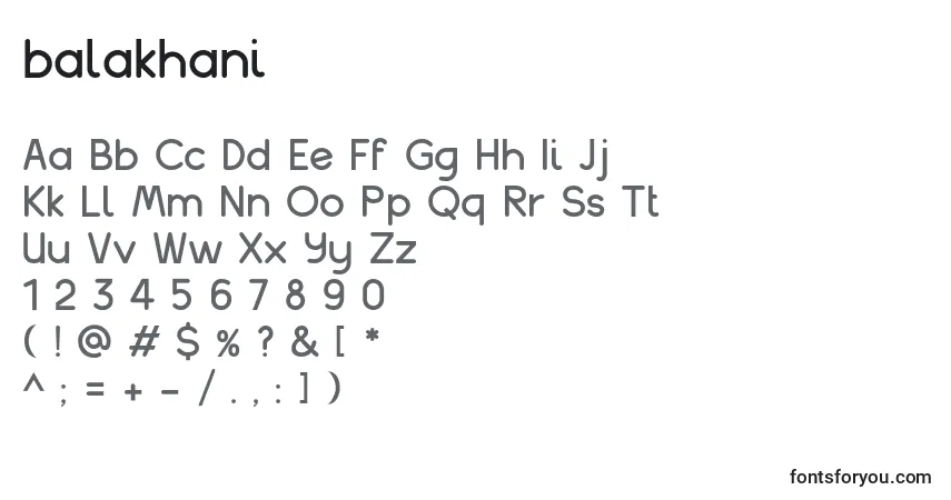 A fonte Balakhani – alfabeto, números, caracteres especiais