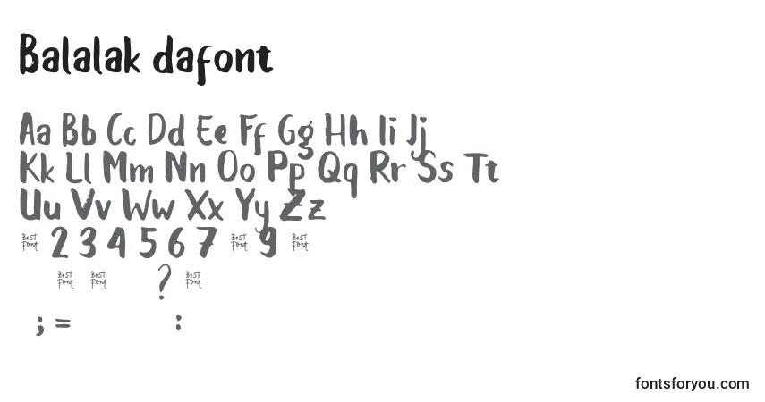 A fonte Balalak dafont – alfabeto, números, caracteres especiais
