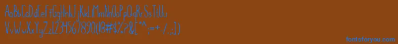Balamoa-Schriftart – Blaue Schriften auf braunem Hintergrund