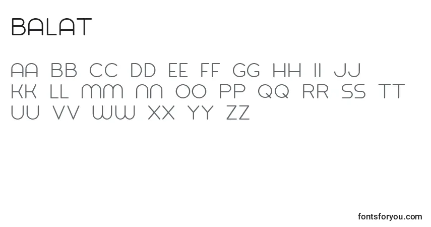 Schriftart Balat – Alphabet, Zahlen, spezielle Symbole