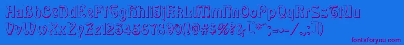 Baldur Shadow-Schriftart – Violette Schriften auf blauem Hintergrund