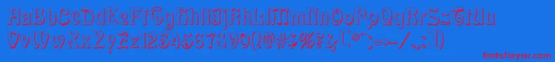 Baldur Shadow-Schriftart – Rote Schriften auf blauem Hintergrund