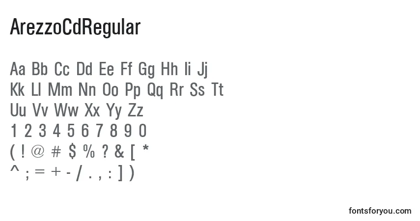 Schriftart ArezzoCdRegular – Alphabet, Zahlen, spezielle Symbole