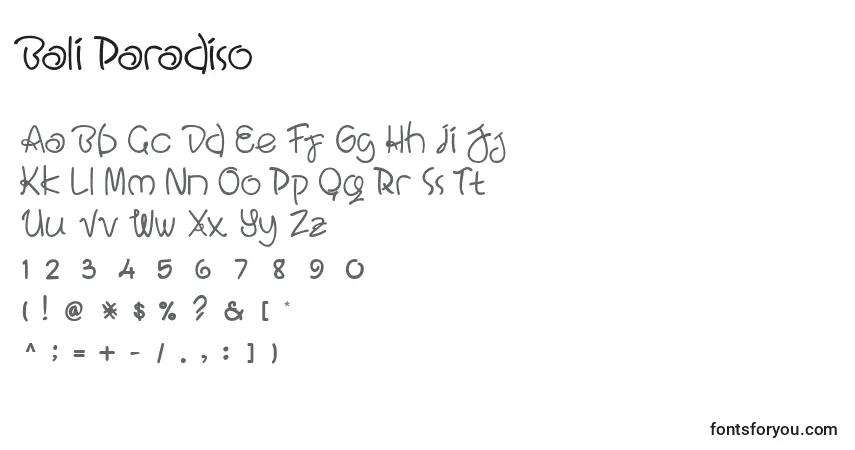 Czcionka Bali Paradiso (120543) – alfabet, cyfry, specjalne znaki