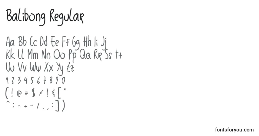A fonte Balibong Regular – alfabeto, números, caracteres especiais