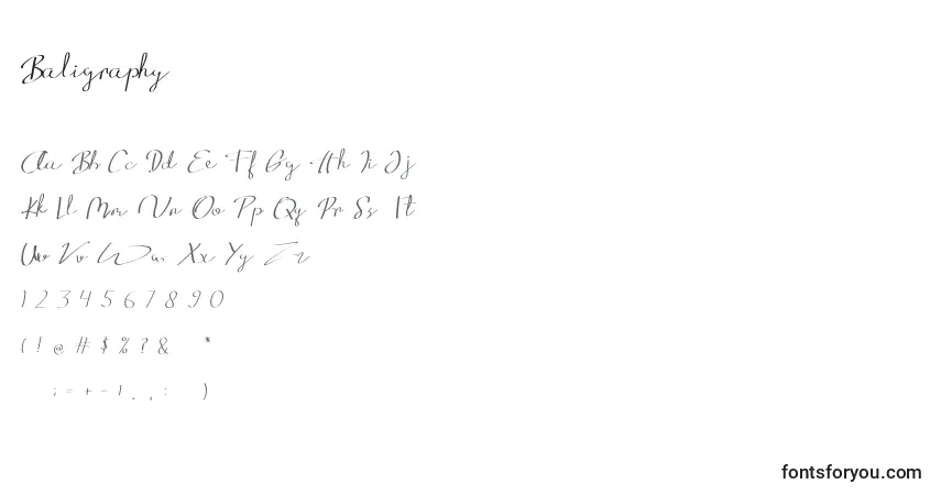 Schriftart Baligraphy – Alphabet, Zahlen, spezielle Symbole