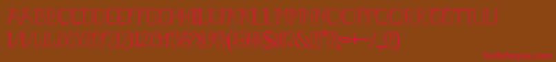 フォントBaliline – 赤い文字が茶色の背景にあります。