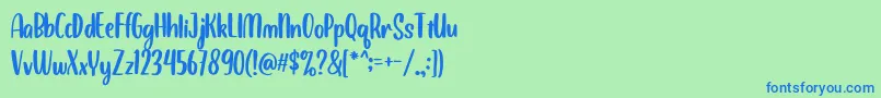 Fonte BalimoonRegular – fontes azuis em um fundo verde