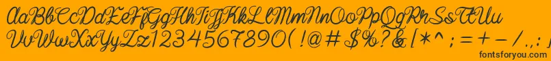 baline script-Schriftart – Schwarze Schriften auf orangefarbenem Hintergrund