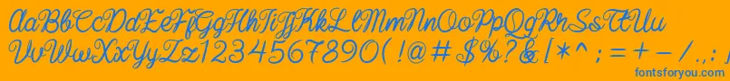 baline script Font – Blue Fonts on Orange Background