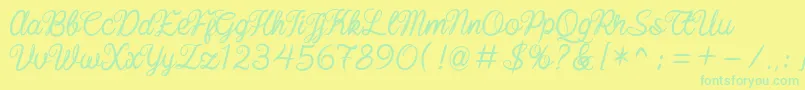 baline script-Schriftart – Grüne Schriften auf gelbem Hintergrund