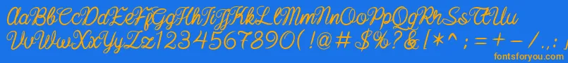 baline script Font – Orange Fonts on Blue Background