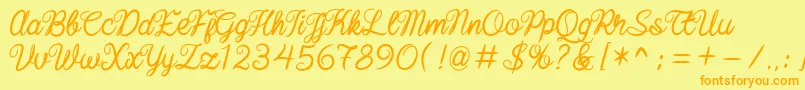 baline script-Schriftart – Orangefarbene Schriften auf gelbem Hintergrund