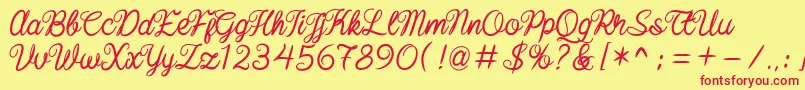 フォントbaline script – 赤い文字の黄色い背景