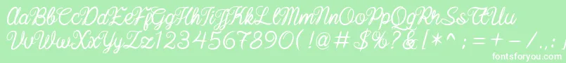 baline script-Schriftart – Weiße Schriften auf grünem Hintergrund