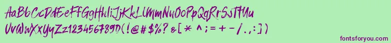 Balistroke demo Font – Purple Fonts on Green Background