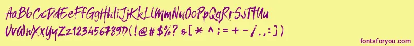 Balistroke demo Font – Purple Fonts on Yellow Background