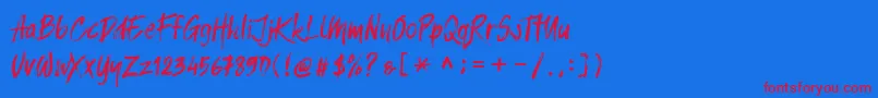 Balistroke demo Font – Red Fonts on Blue Background