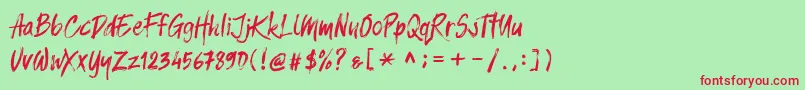 Balistroke demo Font – Red Fonts on Green Background