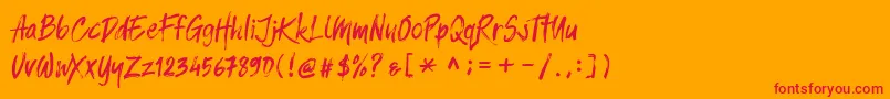 Balistroke demo Font – Red Fonts on Orange Background