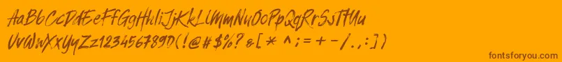 Шрифт Balistroke Italic demo – коричневые шрифты на оранжевом фоне