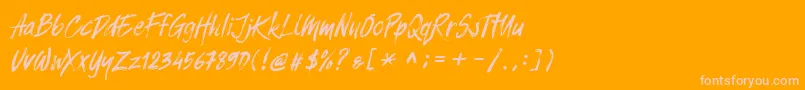 Czcionka Balistroke Italic demo – różowe czcionki na pomarańczowym tle