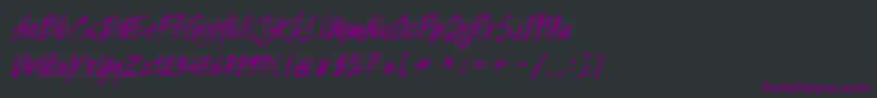 Balistroke Italic demo Font – Purple Fonts on Black Background