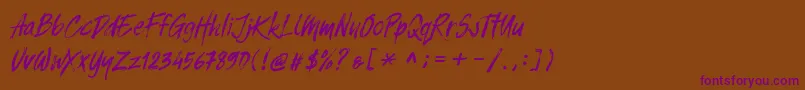 Balistroke Italic demo Font – Purple Fonts on Brown Background