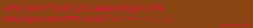Balistroke Italic demo Font – Red Fonts on Brown Background