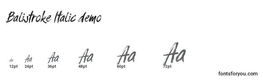 Balistroke Italic demo Font Sizes