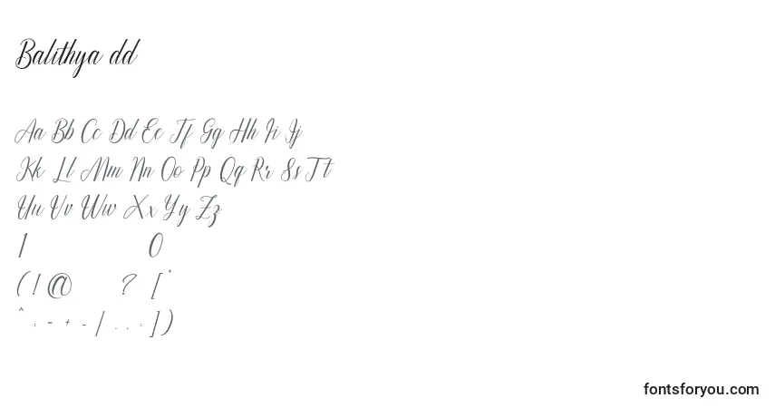 A fonte Balithya dd – alfabeto, números, caracteres especiais