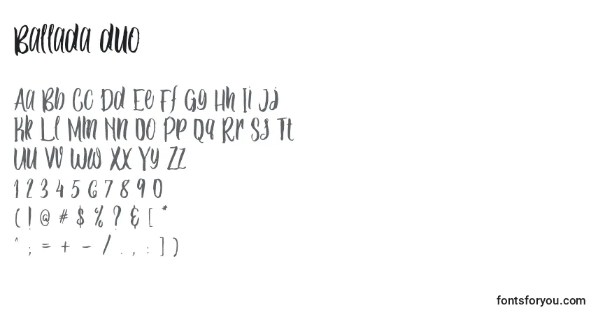 Шрифт Ballada duo – алфавит, цифры, специальные символы