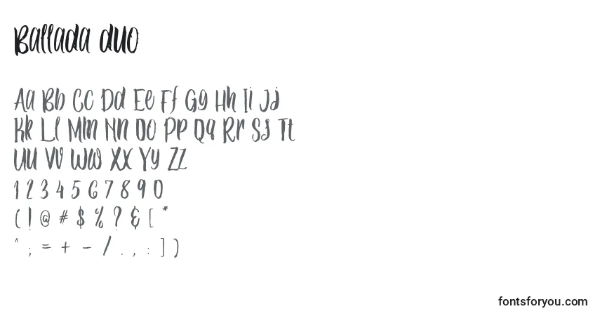 A fonte Ballada duo (120554) – alfabeto, números, caracteres especiais