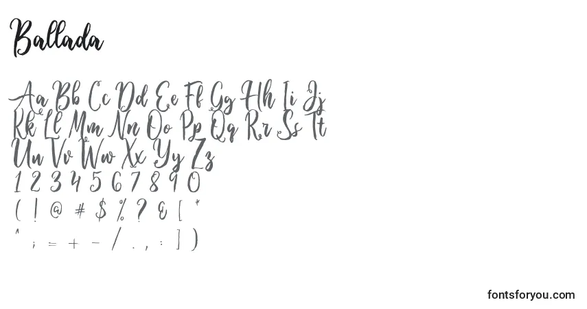 Ballada (120556)-fontti – aakkoset, numerot, erikoismerkit