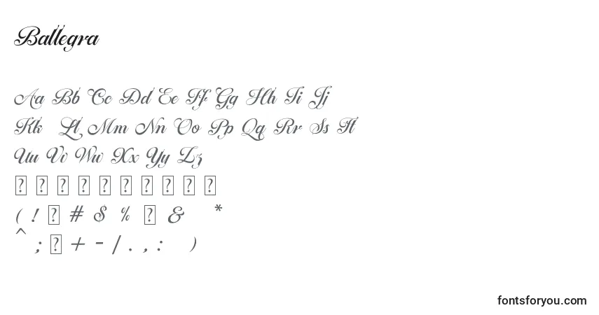 Schriftart Ballegra – Alphabet, Zahlen, spezielle Symbole