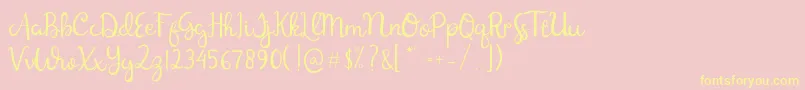 Ballerine Script Font – Yellow Fonts on Pink Background