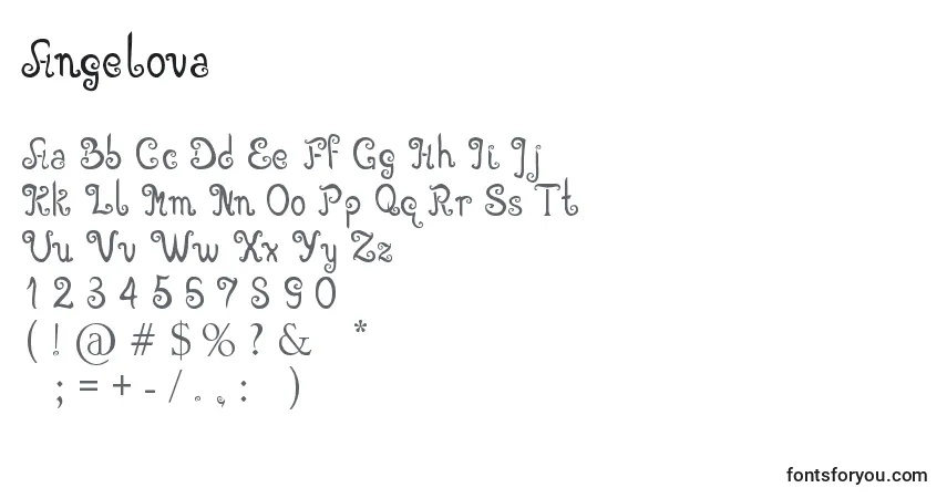 A fonte Angelova – alfabeto, números, caracteres especiais