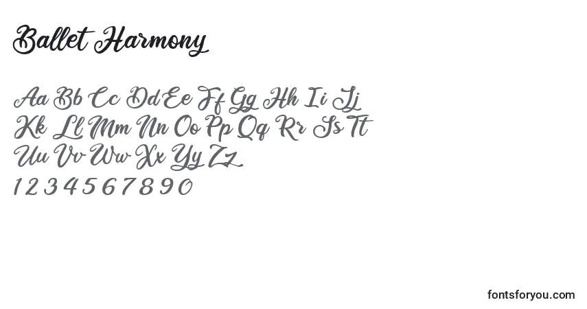 Fuente Ballet Harmony - alfabeto, números, caracteres especiales