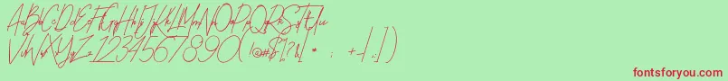 Fonte BallistickDemoVersion – fontes vermelhas em um fundo verde