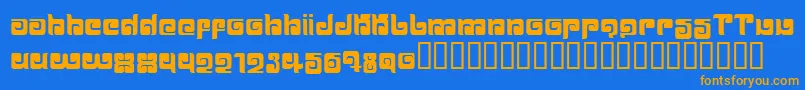 フォントBALLOM   – オレンジ色の文字が青い背景にあります。