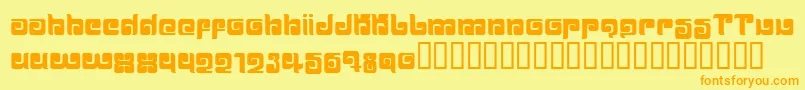 フォントBALLOM   – オレンジの文字が黄色の背景にあります。