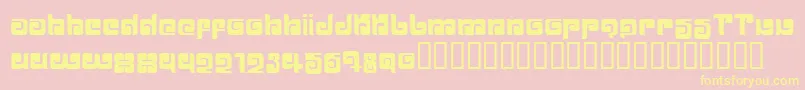 BALLOM  -fontti – keltaiset fontit vaaleanpunaisella taustalla