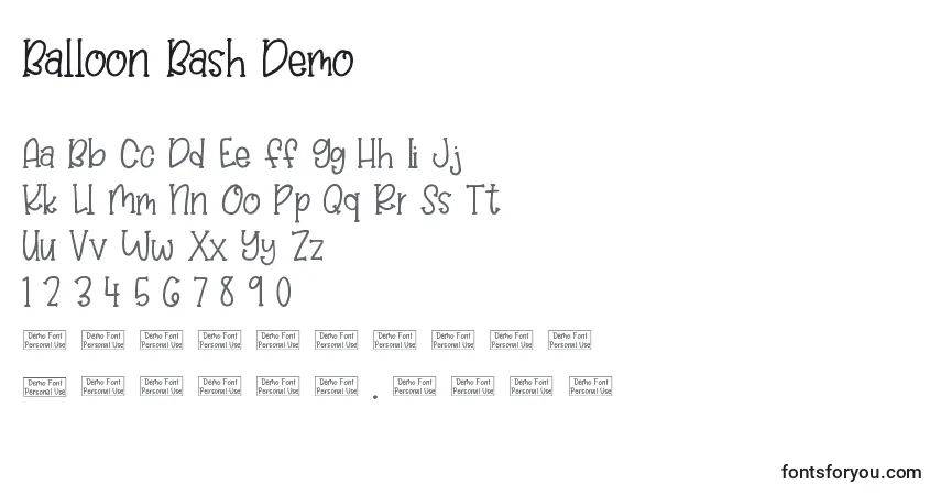 Schriftart Balloon Bash Demo – Alphabet, Zahlen, spezielle Symbole