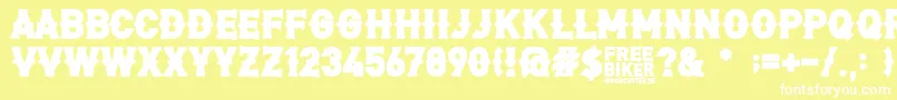 FreeBiker Font – White Fonts on Yellow Background