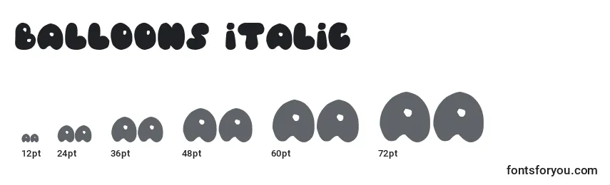 Размеры шрифта Balloons Italic