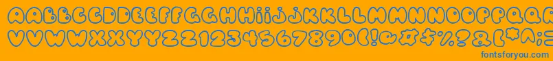 フォントBalloons – オレンジの背景に青い文字