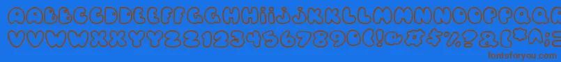 フォントBalloons – 茶色の文字が青い背景にあります。