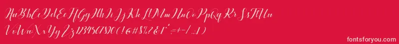 Ballqis Script-Schriftart – Rosa Schriften auf rotem Hintergrund